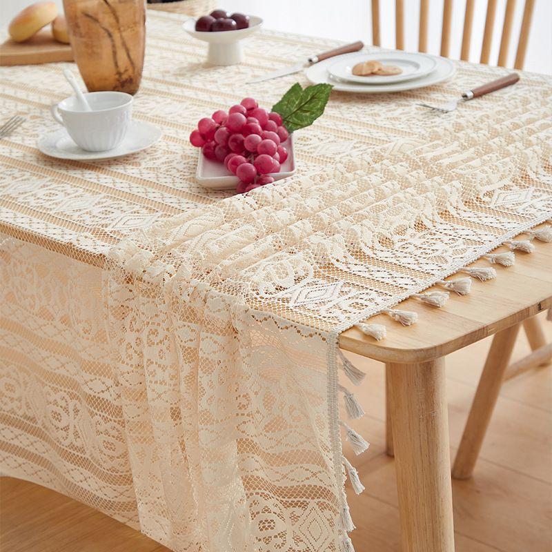 French Retro Lace Hollow Tablecloth Pastoral Style Photo Long Crochet Tablecloth Coffee Table Cover Towel Dining Table Cloth Cover Cloth