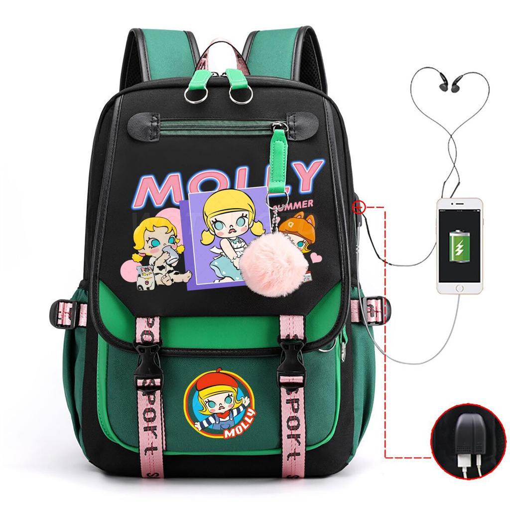 Jasmín Roztomilý Potlačený USB Rozhranie Veľká Kapacita Študentský Voľnočasový Školský Batoh