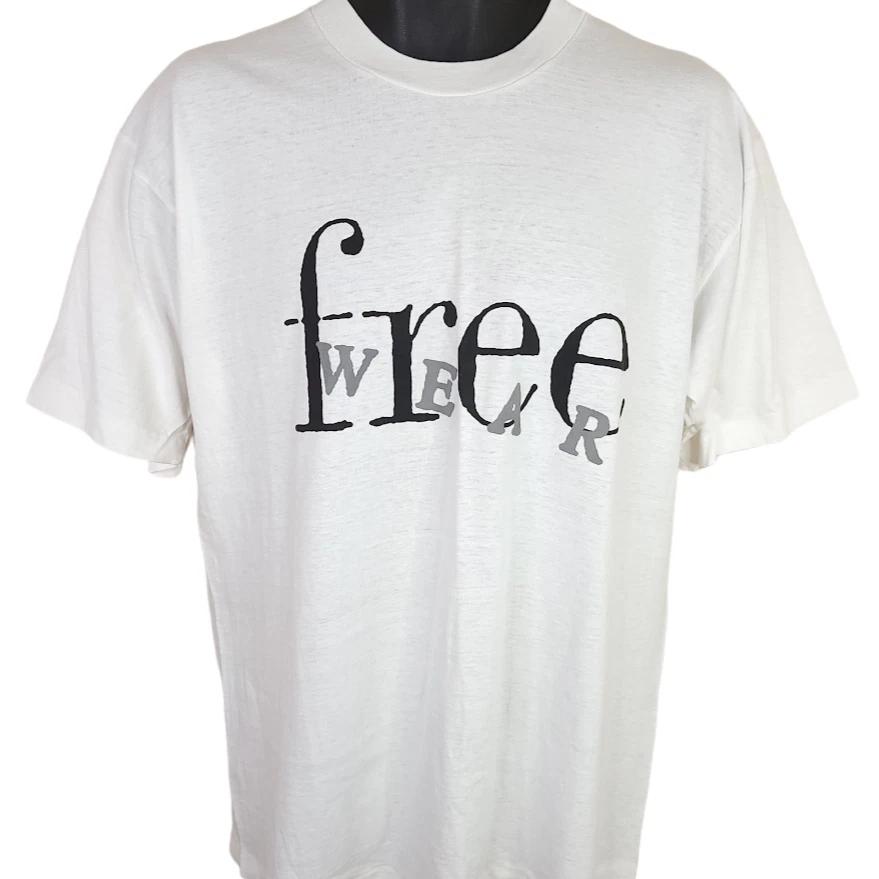 

Vintage Free Wear 100% Cotton T-shirt Mens Tees Top Mens Size Large 90s Johnathan Hoenscheidt Made In USA 2XL