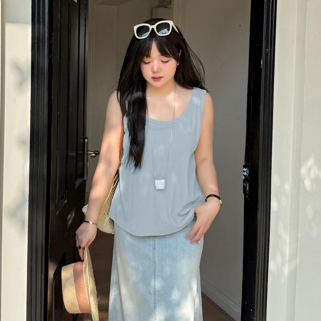 Large Size Women's Clothing Simple Solid Color Fashion Single Wear Inner Vest Women's 2026 Spring New Pullover Top 134360