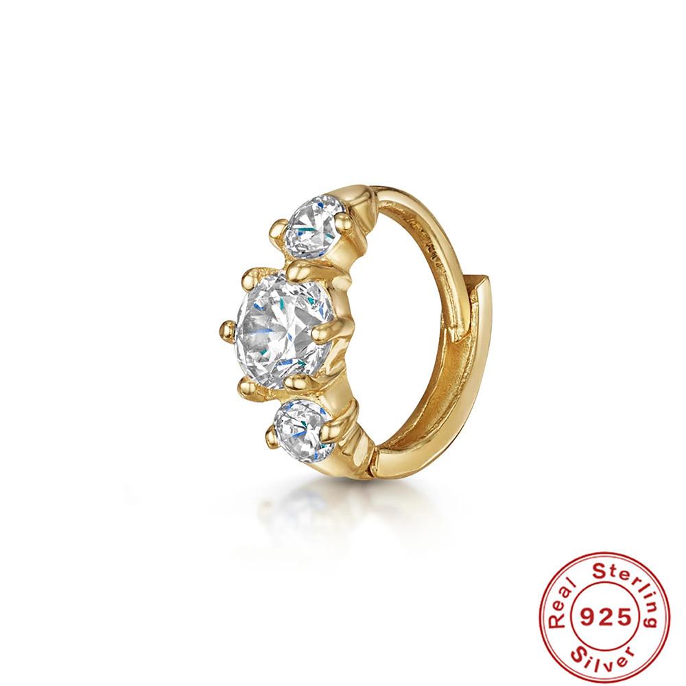 S925 Sterling Silver Cartilage Piercing Zircon Diamond Earrings Ear Buckle Earrings Earbone Ring Hipster Earrings