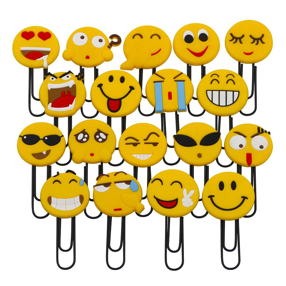 Large Smiling Face PVC Soft Rubber Paperclip Bookmark - Creative Student Supplies & Prank Page Turner 92x45mm