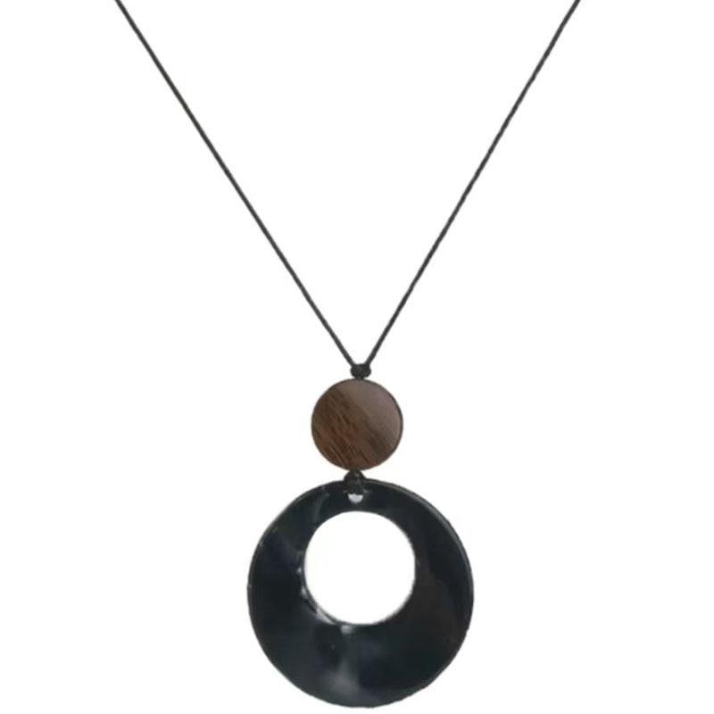 New Chinese amber stone ring pendant necklace female ethnic style retro long sweater chain niche versatile collarbone chain
