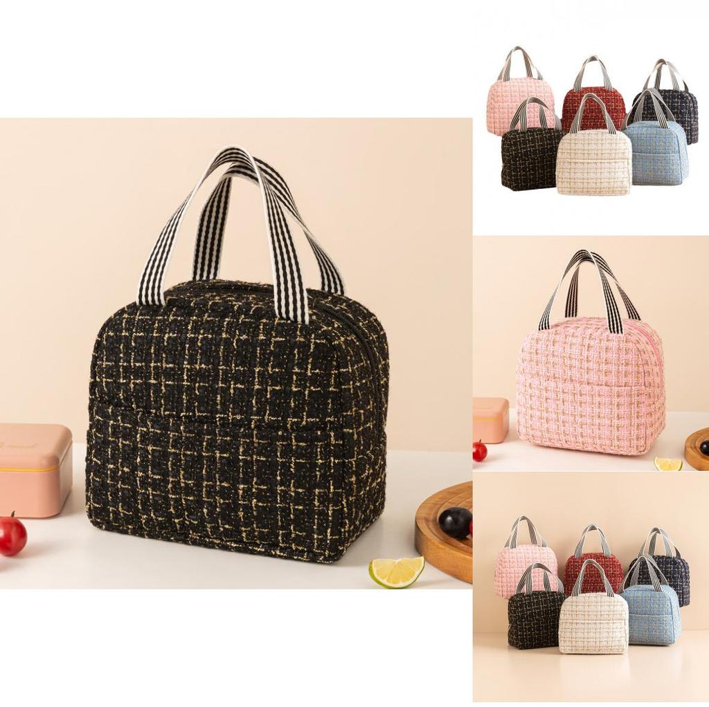 Polyester Small Fragrance Style Bento Bag With Thermal Insulation And Multiple Storage Functions