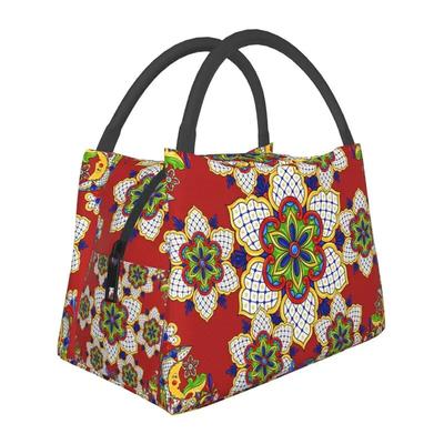 Mexikanische Talavera Blume Ornamentales Muster Isolierte Lunchtasche für Frauen Auslaufsichere Thermokühltasche Lunchbox Büro Picknick Reise