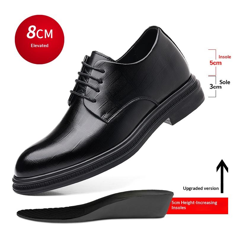 Herren Hohl Atmungsaktiv Oxfords 6cm/8cm Innere Höheneinstellung Formell Business Anzugschuhe Hochzeit Bankett Leder Hohes Schuhwerk