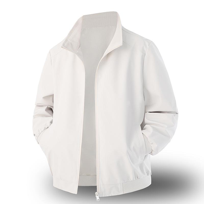 Men's Trendy Executive Stand Collar Jacket - Autumn/Winter Business Style, Simple Casual Design, Cotton-Padded