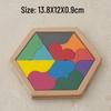 Hexagonal Shape Chess Puzzle - Seven Pieces, 11 Blocks Educational Wooden Toy for Kids