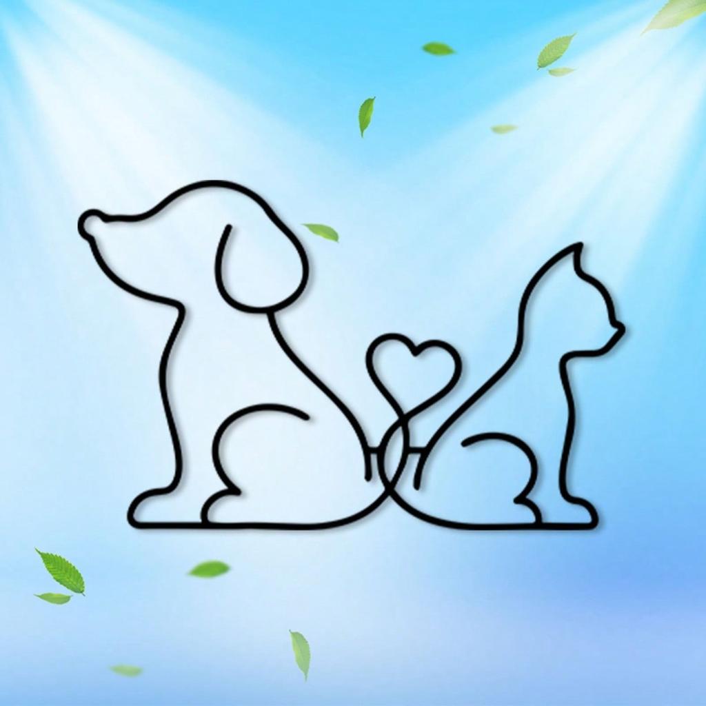 Metal Pet Lover Wall Art Black Line Dog Cat Heart Sculpture Modern Home Decor Gift for Pet Owner
