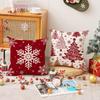 Red Christmas Print Pillow Cover Nordic Style Linen Print Holiday Decoration Living Room Sofa Cushion Cover Pillow