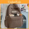 Gestrickter Vintage-Rucksack für Teenager aus Baumwoll-Cord-Material für die Schule und Reisen