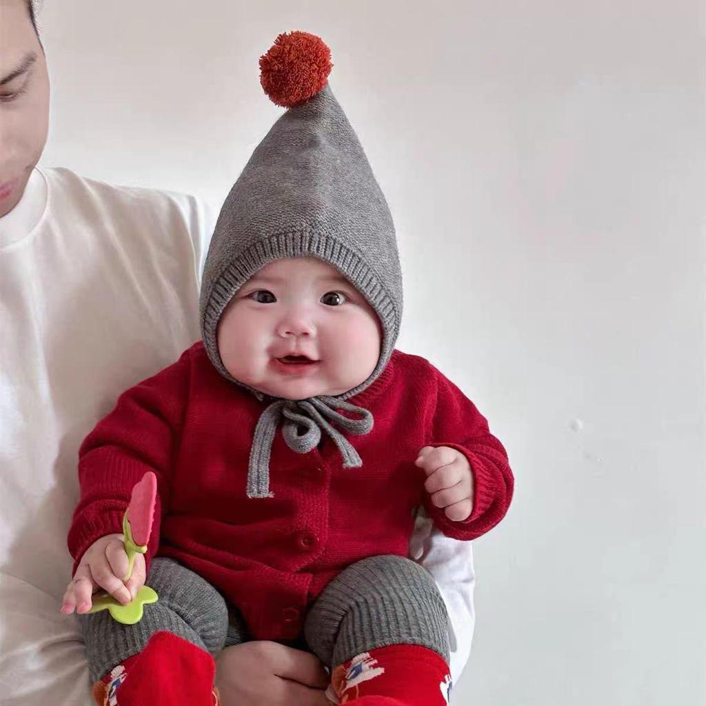Baby Pom-Pom Knit Hat with Ear Protection - Cute Korean Autumn/Winter Style