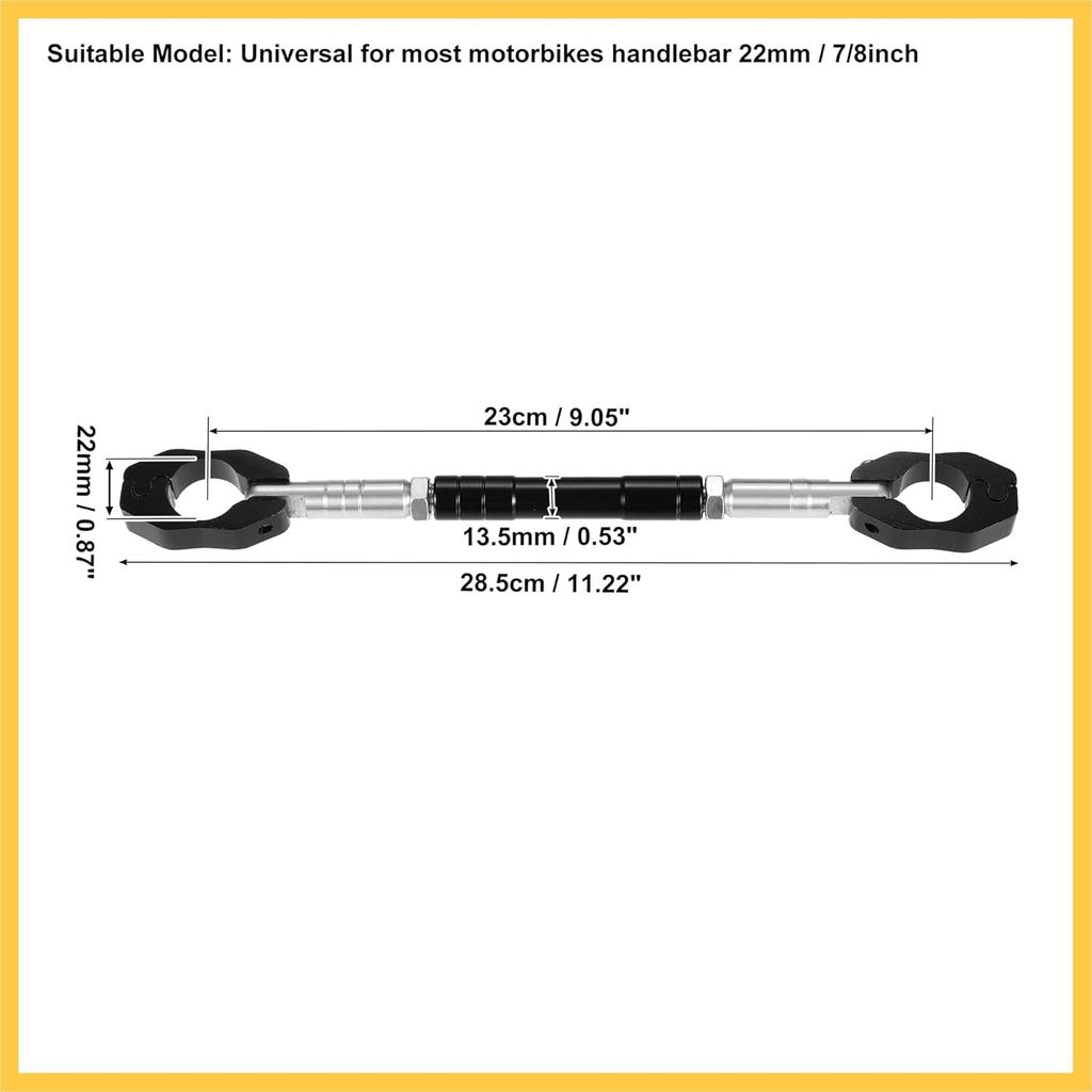 Universal 2 Set 22mm Aluminum Alloy Motorcycle Balance Bar Crossbar Handlebar Motorbike Reinforce Lever Accessories Black Auto Replacement Parts