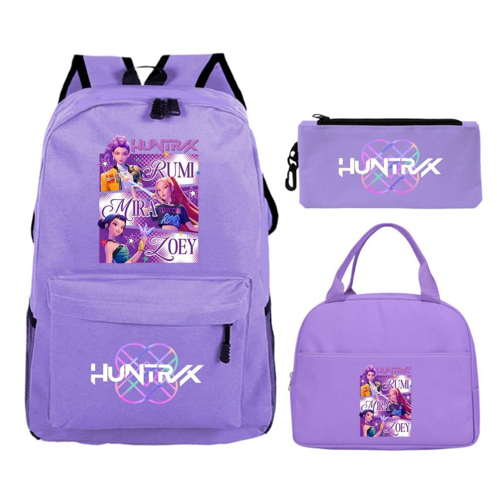 Dämonenjäger Mädchengruppe Peripherieartikel dreiteiliger Schulranzen Grenzüberschreitender Campus Grund- und Sekundarschüler Freizeitrucksack Federmäppchen