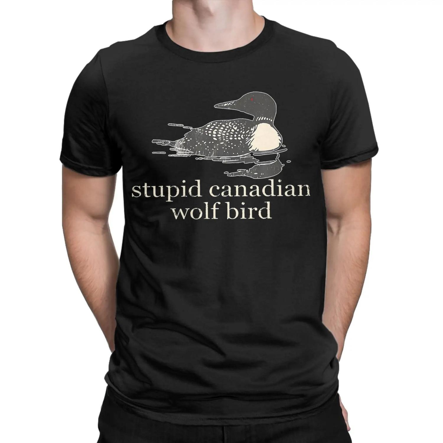 

Men s Stupid Canadian Wolf Bird Funny Loon Humor T Shirt Heated Rivalry Cotton Clothes Short Sleeve Crew Neck Tee Shirt T-Shirts S чёрный
