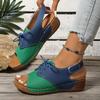 Fashion Fashion Contrast Color Wedge Sandals for Women Summer Thick Sole Non Slip Beach Shoes Woman Comfortable Platform Roman Sandals