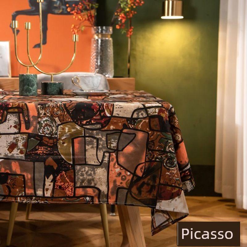 

Cotton Linen Fabrics Tablecloth Southeast Asian Bar Coffee Restaurant Ethnic Style Rectangular Desk Coffee Table Placemat Cover Cloth Picasso 100*145cm [desk commonly used] (lock edge)