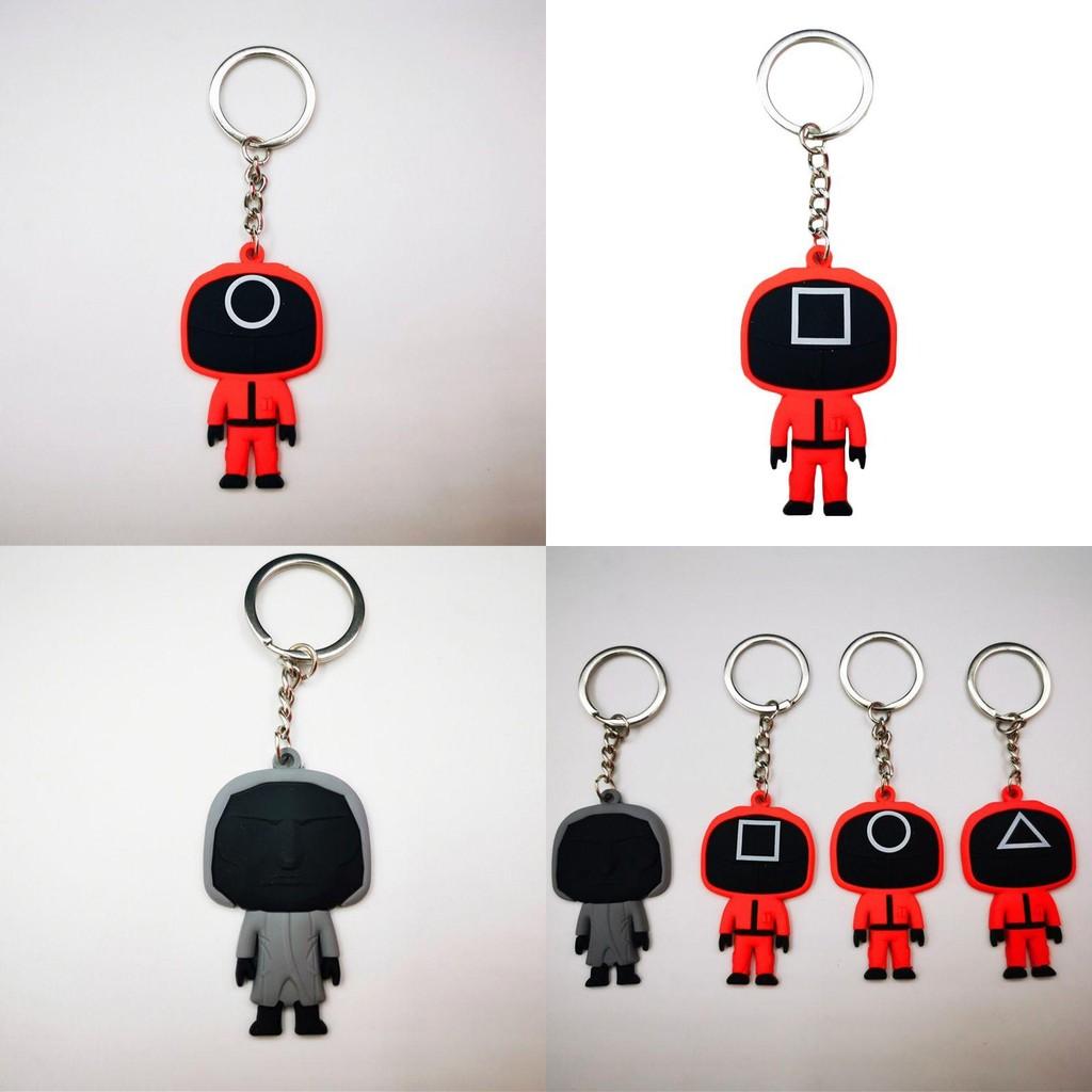 Portachiavi Squid Game Con Bastone Guardia Rossa Figura Lavoratore Per Borse E Zaini