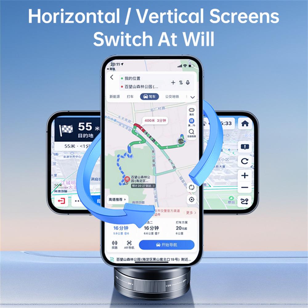 S11 Dashboard Magnetic Car Phone Holder 360° Rotation Foldable Alloy Mobile Phone Mount