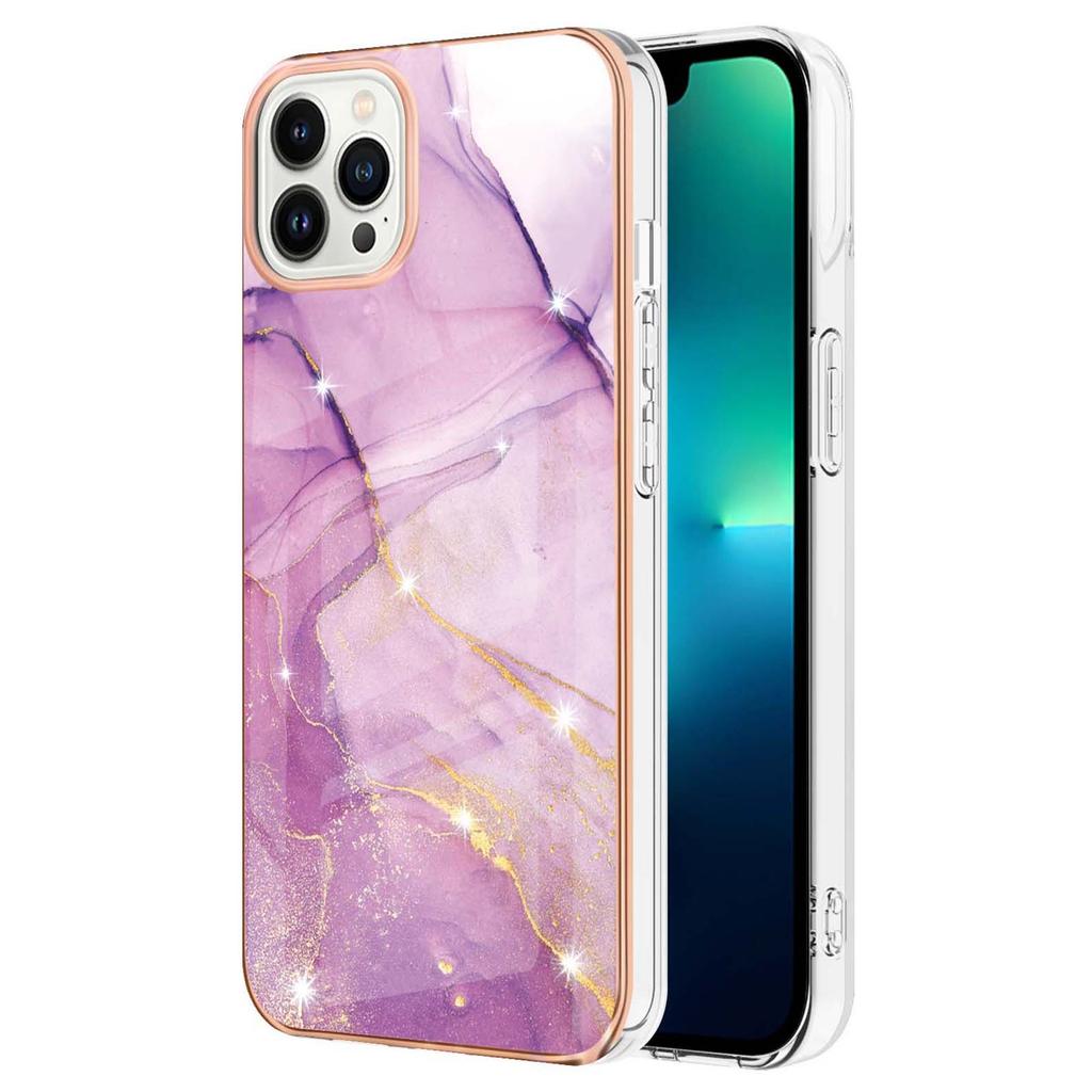 For iPhone 15 Pro TPU Case with IMD Marble Pattern Electroplated Back Cover