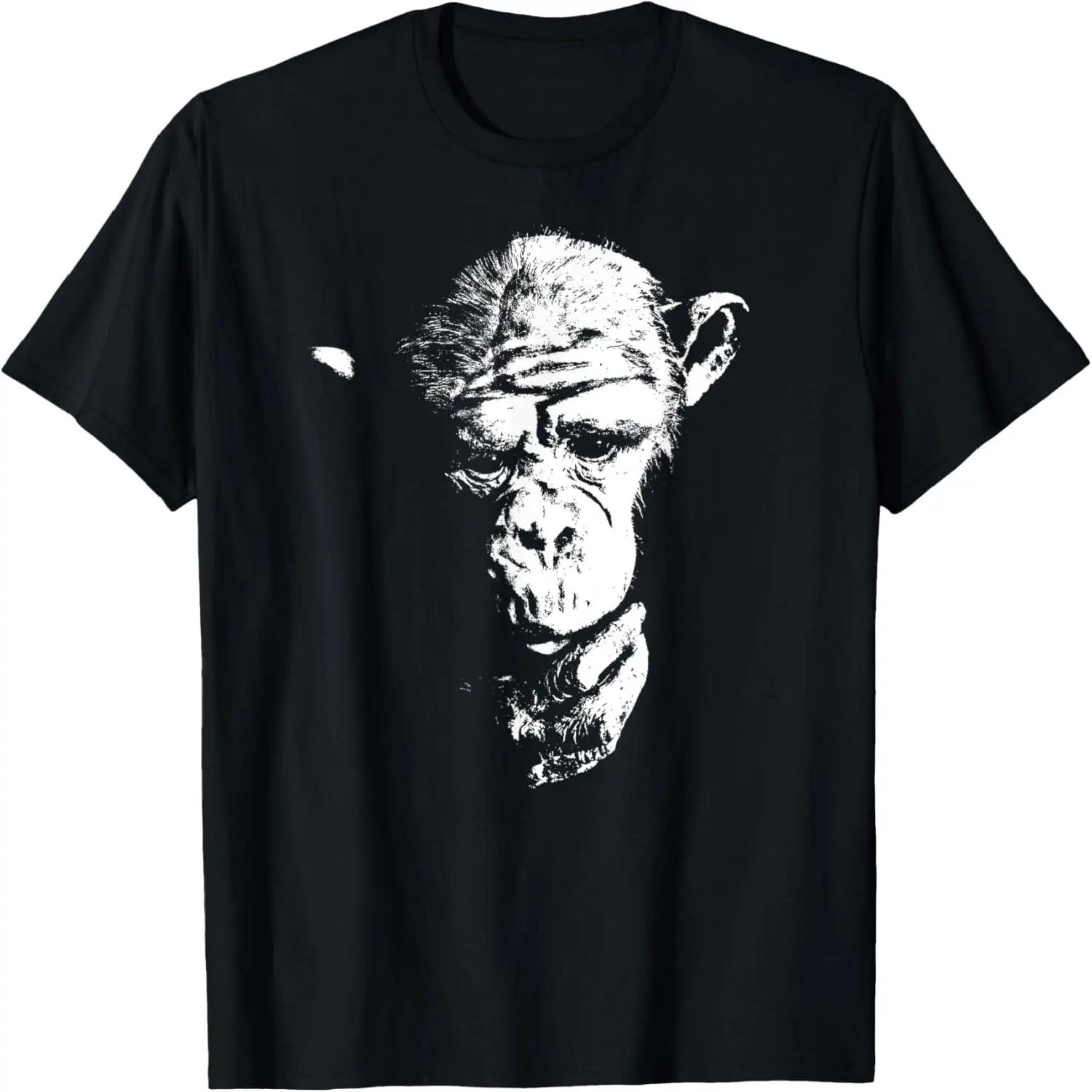 Футболка с шимпанзе, Думающая обезьяна, Горилла, Крутая футболка с шимпанзе XXXXXL чёрный