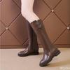 Fashion Long Tube Boots for Women's Autumn Winter New Style Side Zipper Flat Bottom Warm Women's Shoes Simple Comfortable Long Boots