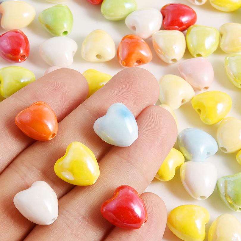 10/20/50pcs Colorful Ceramic Charm Loose Beads 3D Pumpkin Hearts Star Halo Dyeing Beading For DIY Necklace Bracelet Accessories
