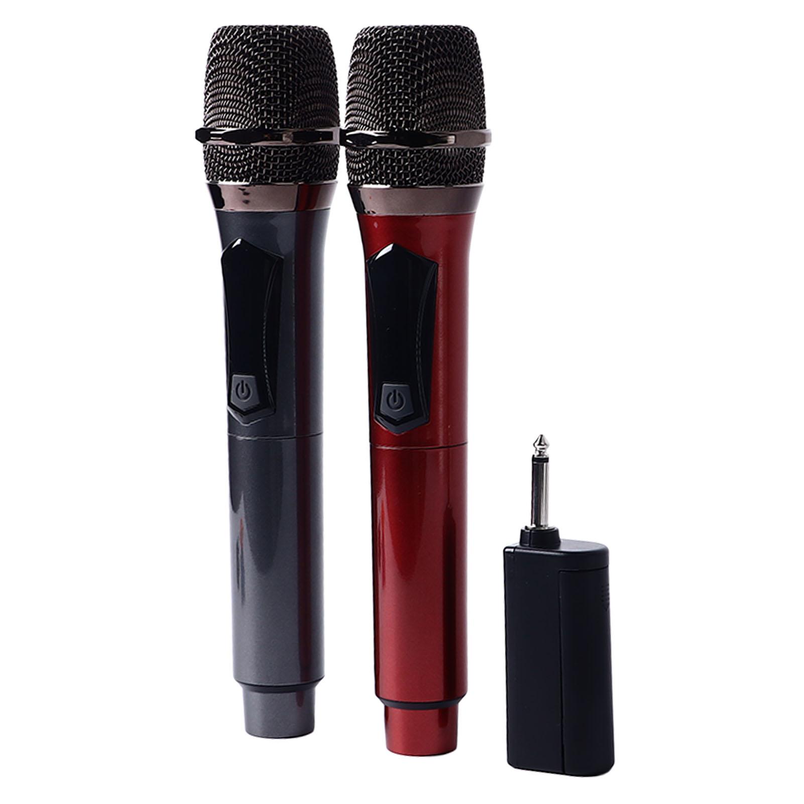 

Двойной беспроводной микрофон с перезаряжаемым приемником, красно-серая динамическая беспроводная микрофонная система дальнего действия