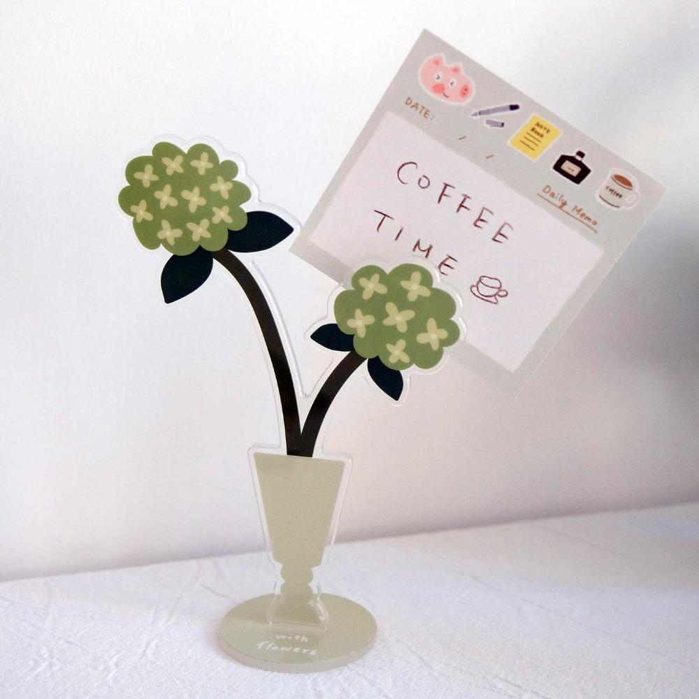 Memo Holder Acrylic Flower Card Holder Flower Shaped Flower Desk Paper Clip  Postcard Holder