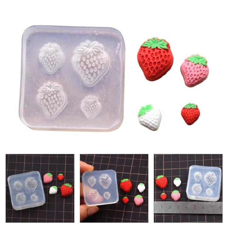 Easy To Clean Silicone Mold for Miniature Strawberry Pastries Dessert Mould for Handicraft Hobbyists Miniature Food Mold