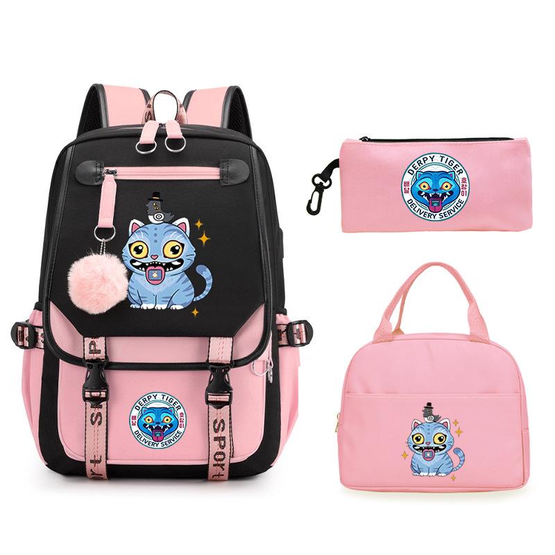 The Witch Hunter Girl Group Has the Same Peripheral Cartoon Korean Version Schoolbag Set, Cross-border Campus Trend, Primary and Secondary School