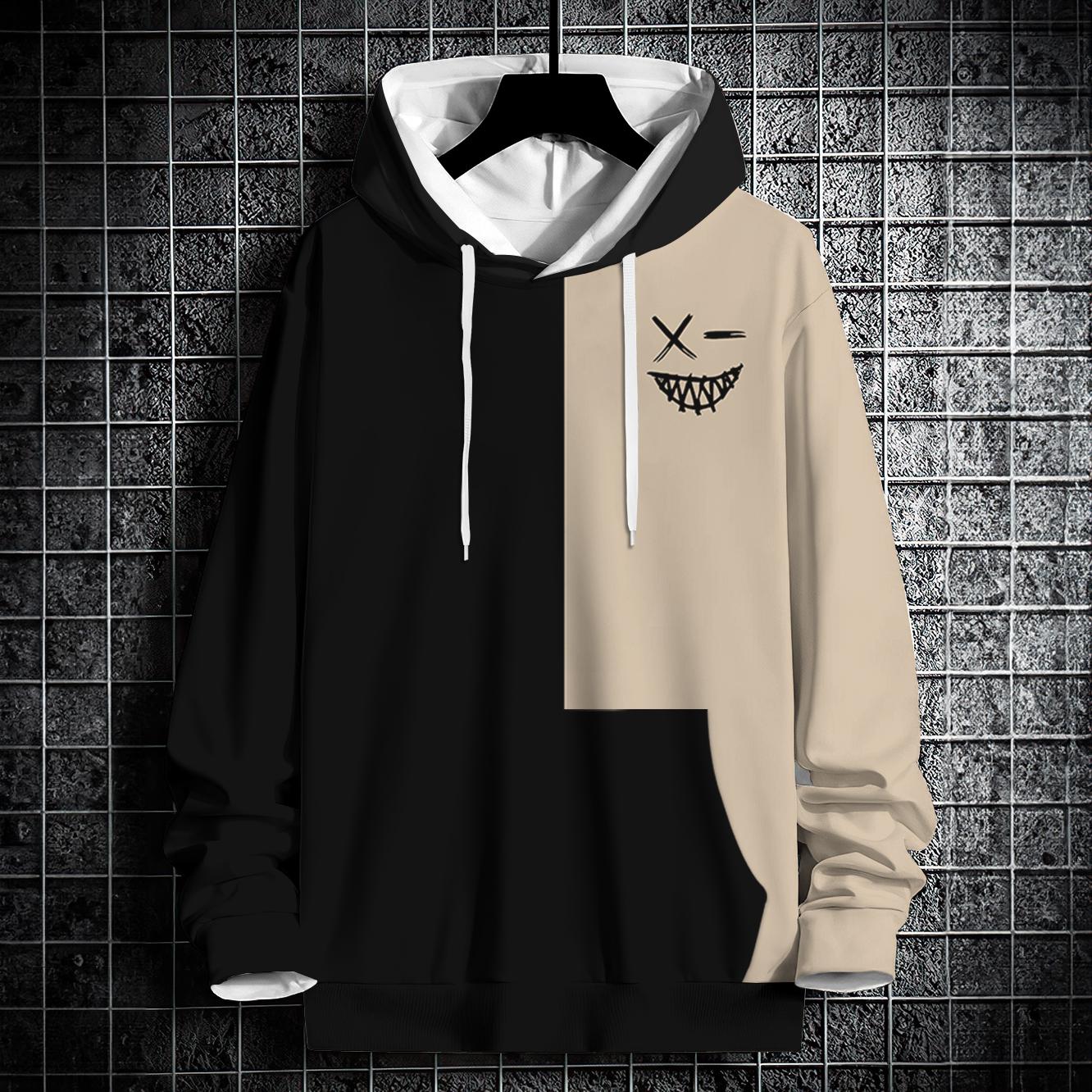 

Осенние толстовки с капюшоном для мужчин с принтом в виде лоскутного шитья, повседневная, с длинными рукавами, уличная мужская одежда в стиле Харадзюку, свободная толстовка большого размера 3XL