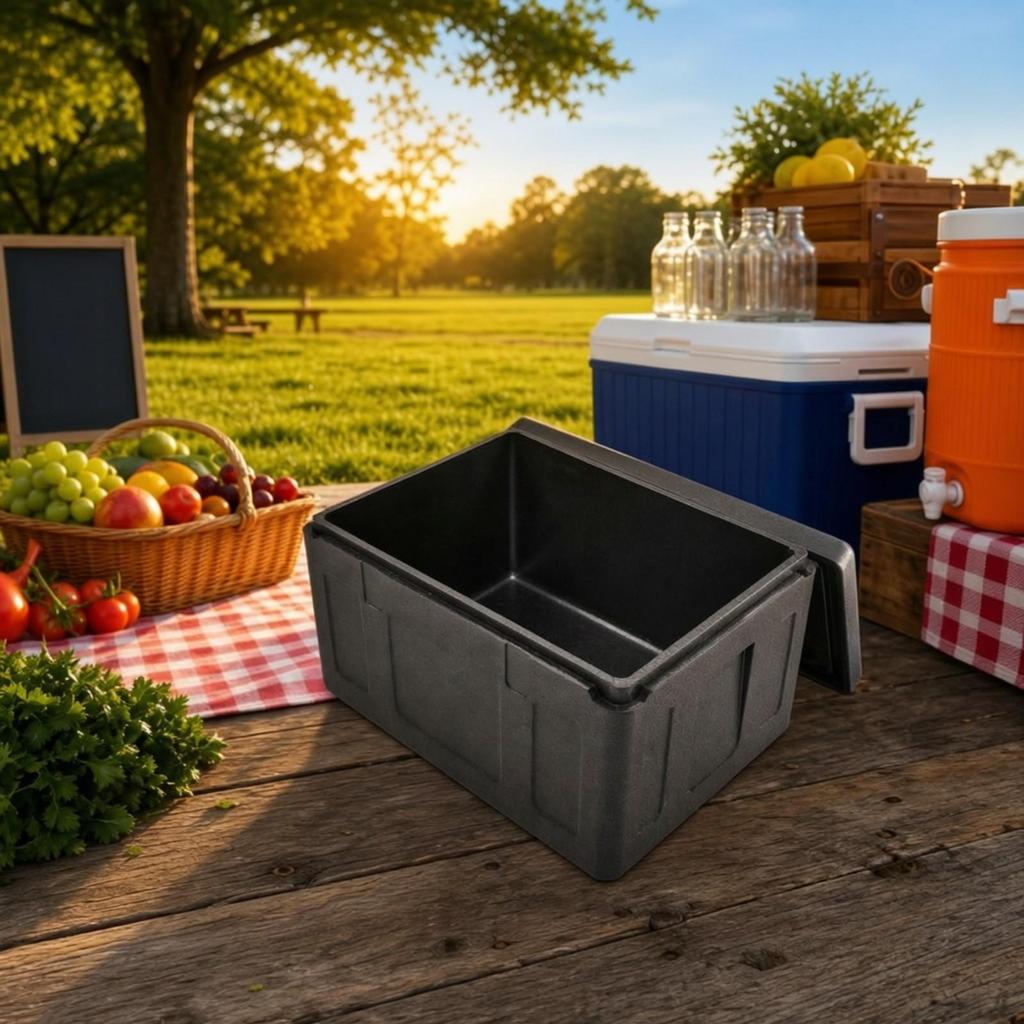 Large Capacity Insulated Food Box Portable with Hinged Lid