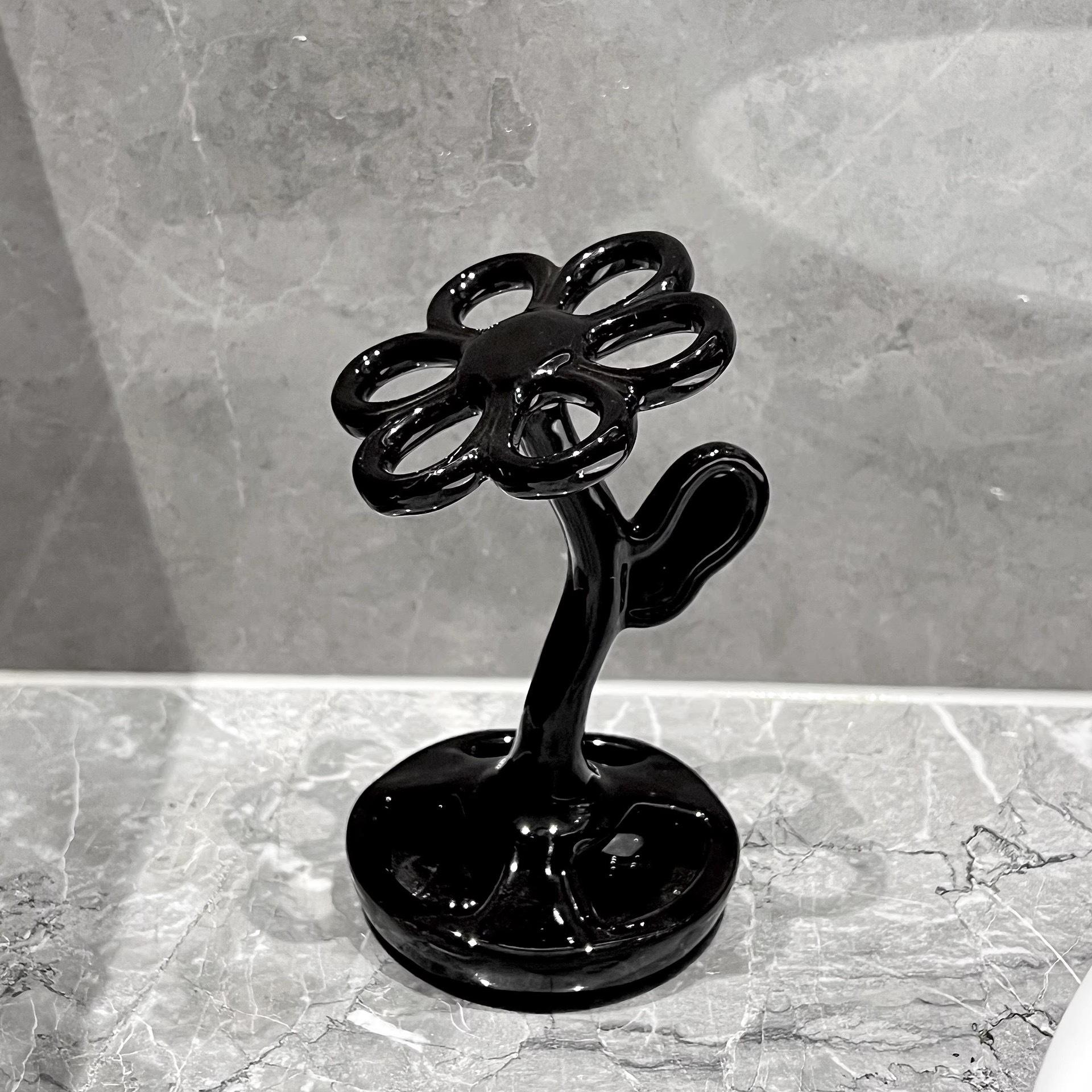 Ceramic flower shaped toothbrush holder, bathroom cosmetics storage
