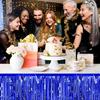 3 Pack 29 x108 Inch Blue Foil Fringe Table Skirts Metallic Banner for Tel Streamer Garland Backdrop for Parade Floats Mother's Day, Graduate,