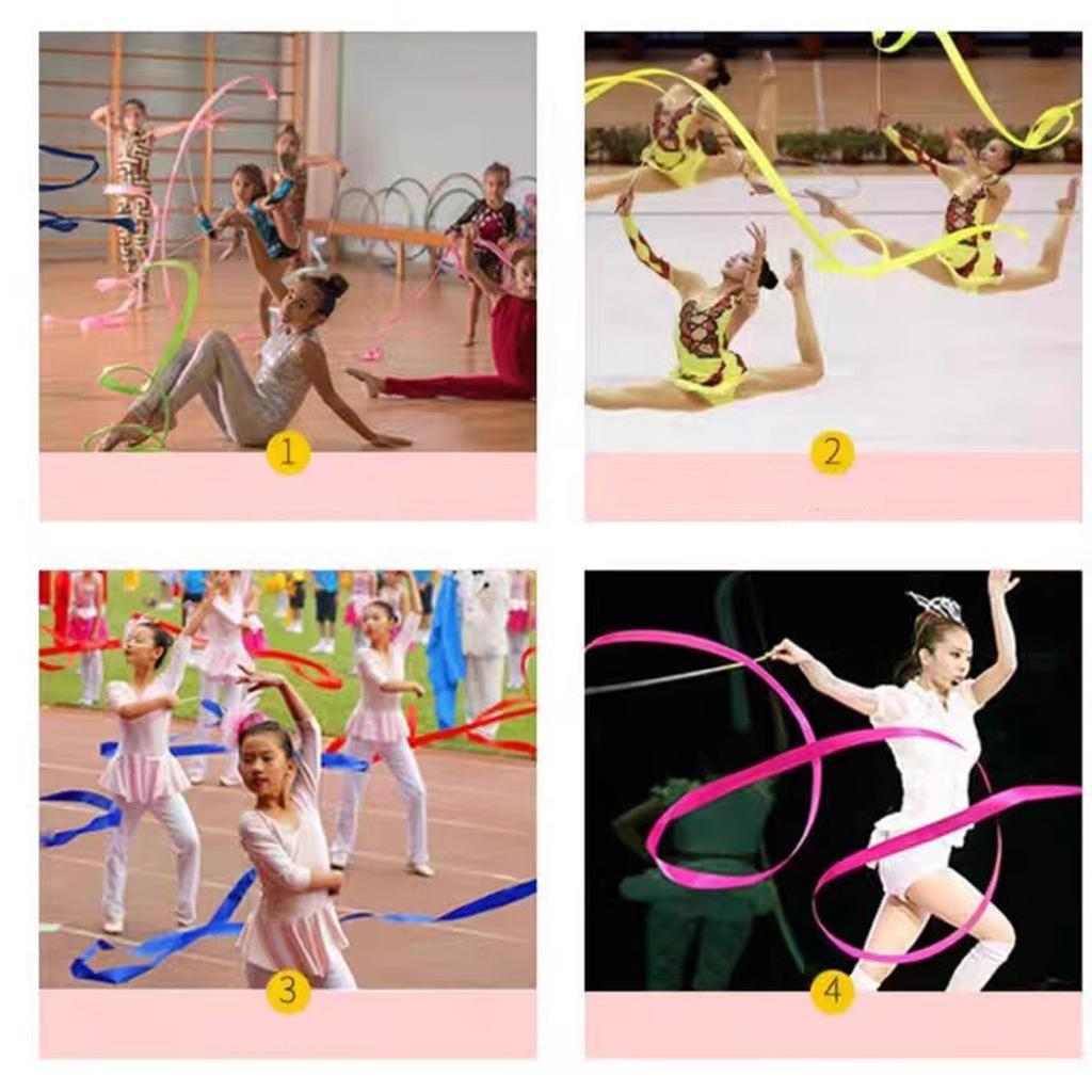 2 metry Barevná gymnastická stuha s točící se tyčí Stuha hůlka pro uměleckou tanec Taneční stuhy Gymnastická stuha pro děti