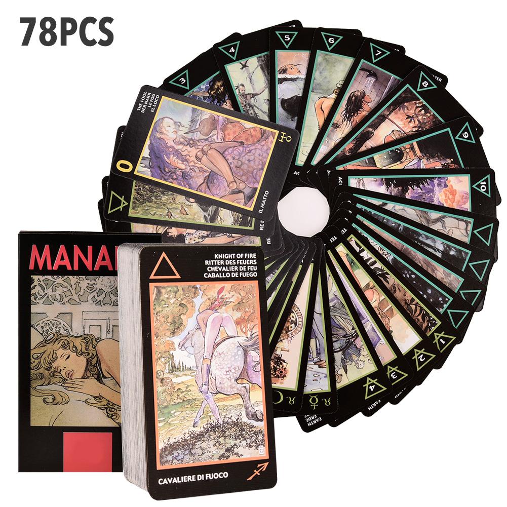 Cartas de Tarot duraderas y vívidas, versión completa en inglés, regalos de juegos para fiesta familiar para Manara