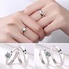 Anillo de pareja con diamantes de imitación brillantes, propuesta de boda de compromiso de lujo, anillo ajustable para hombres y mujeres, regalo de joyería de moda