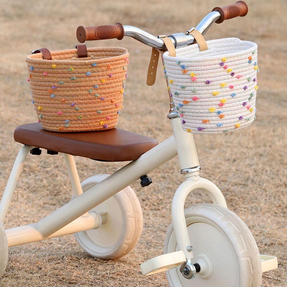 Cesto da Bicicletta Regolabile Design Rimovibile Grande Capacità Cesto Anteriore per Manubrio Colore Solido Punti Colorati Cesto da Ciclismo