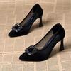 Spring and summer new shallow mouth evening shoes rhinestone temperament work shoes elegant temperament single shoes