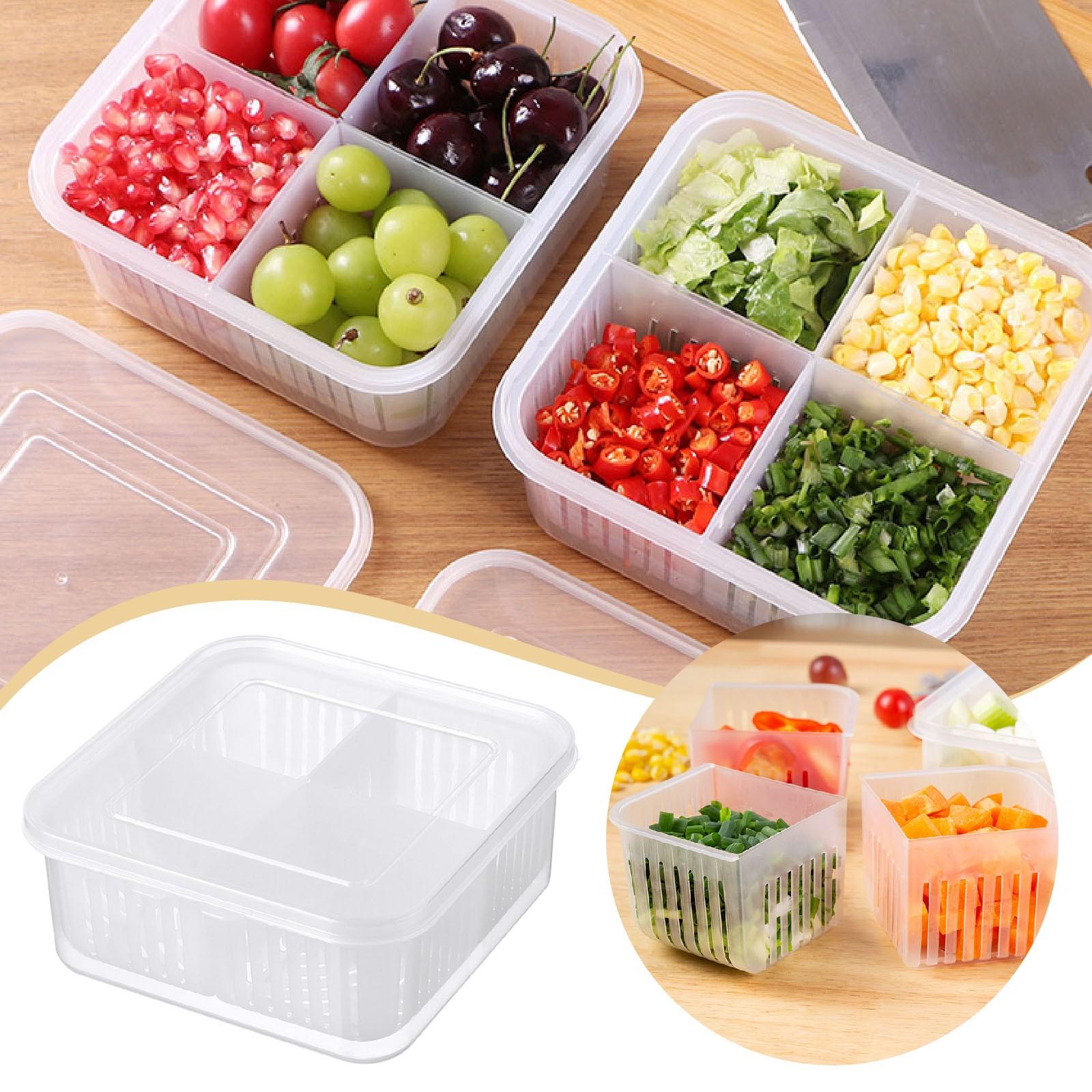 

Kitchen Organizer Boxes 4 Compartment Food Preserve Containers With Lid Food Grade Refrigerator Storage Organizer Accessories One Size чистый