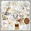 50pz Adesivi Vinilici Decalcomanie per Scrapbooking Design con Conchiglia Fiocco Timer per Laptop Borracce Skateboard Adesivi Autoadesivi Forme Irregolari