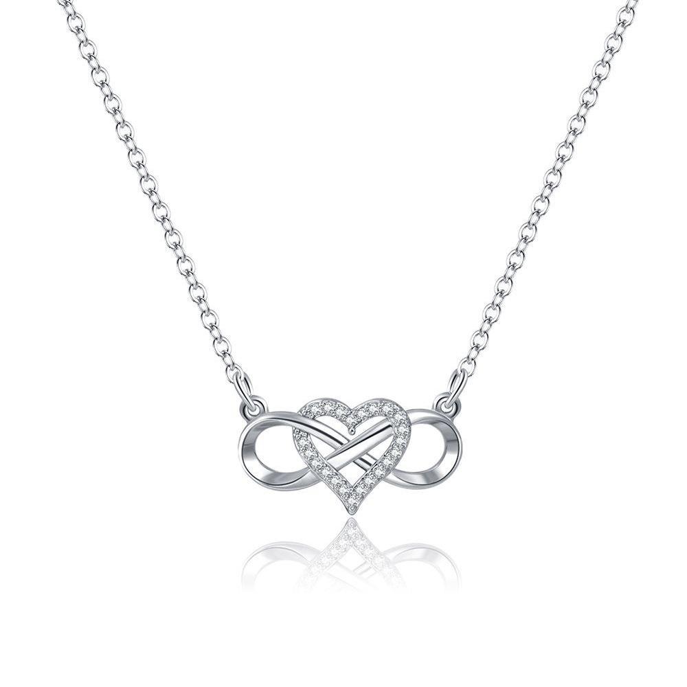 925 Sterling Silver Personality Creative Bond Love Zircon Necklace Birthday Party Anniversary Gift