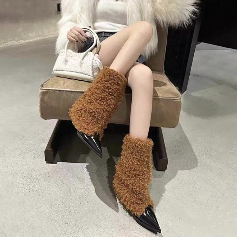 Fall/Winter New Style Pointed Toe Short Booties with Thin High Heels Snow Boots Short Shoes for Women