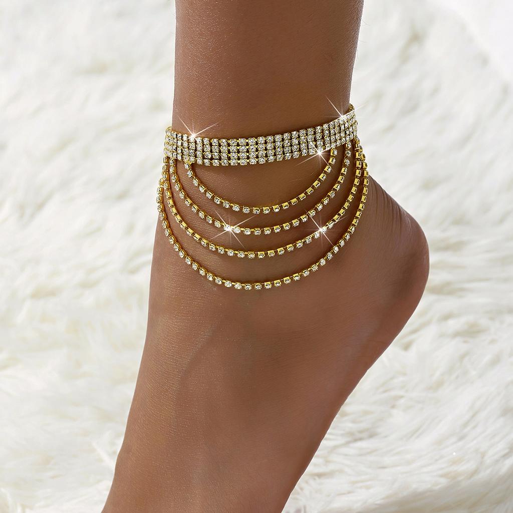 1 Chaîne Griffe Tendance pour Femme Série Gland Multicouche Chaîne de Pieds Tourisme Extérieur Plage Banquet Fête Festival Cadeau