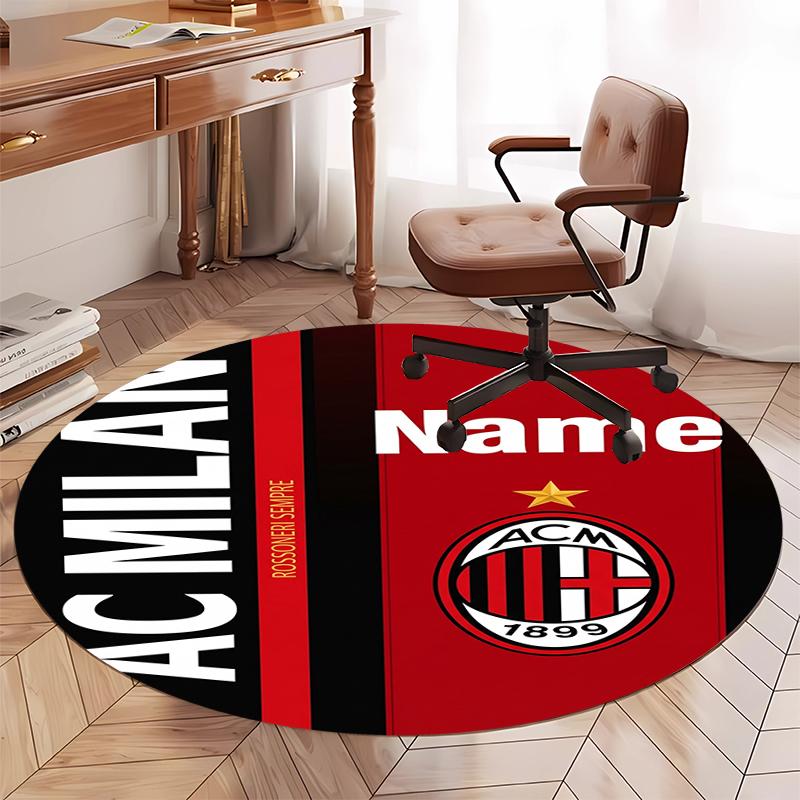 Custom Name AC Milan Printed Round Rug Carpet Chair Rug Area Rug Entryway Doormats,for Office Chair Living Room Bedroom Kitchen Room.