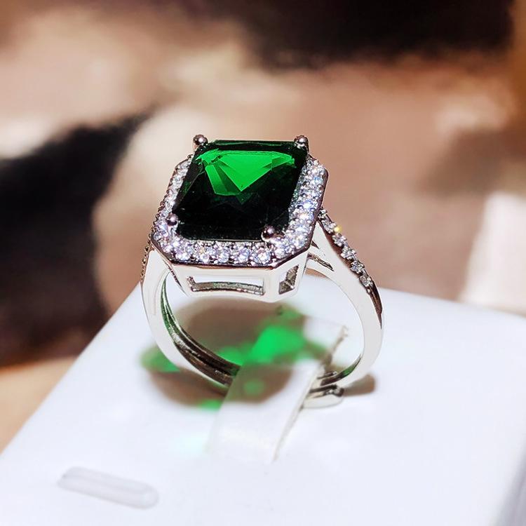 Classic Fashion Retro Ladys Engagement Ring with Colorful Zircon Fashion Pink Blue Green Girls Ring