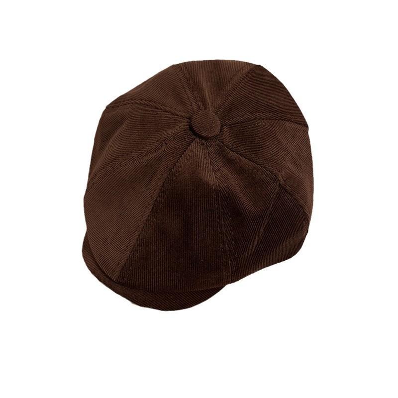 Color Solid Corduroy Beret Cap With Sun Protection Warmth For Adult Fashion Gift