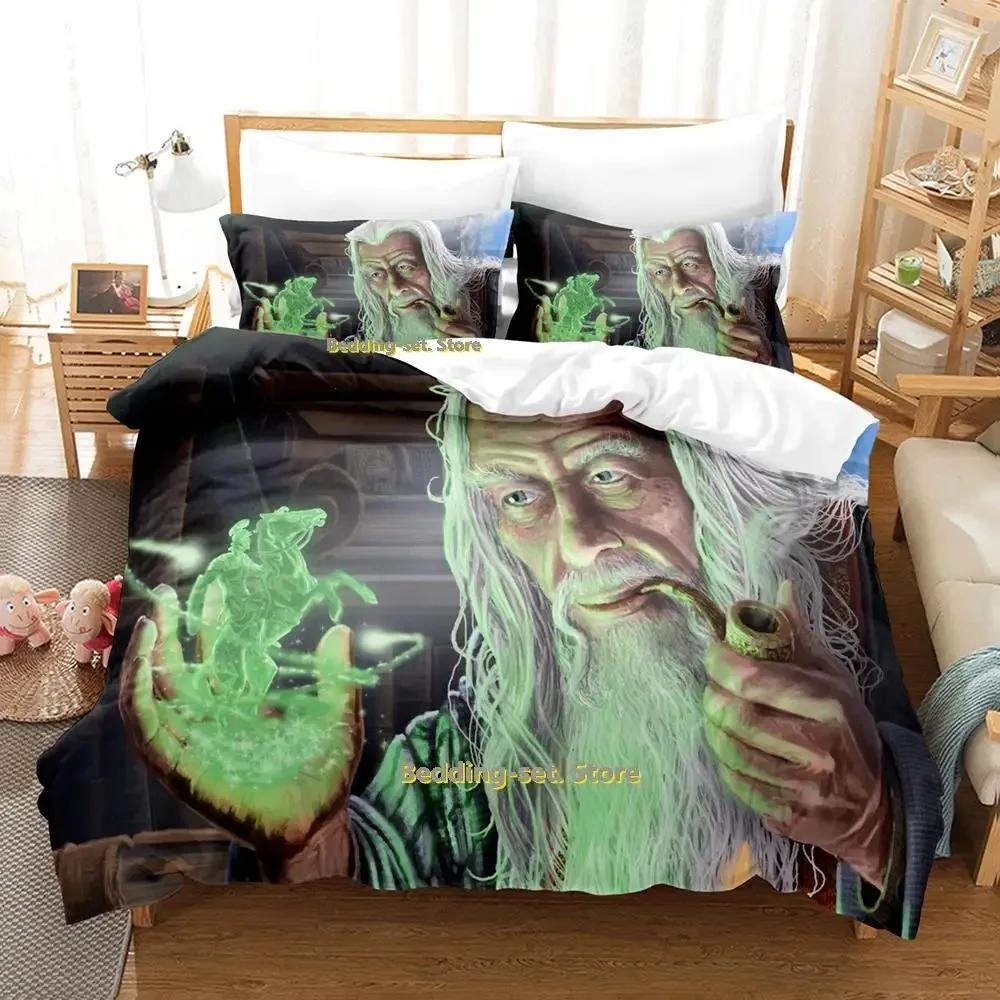 New Game Wizard Bedding Set Cartoon Anime Three-Piece Set Adult Kid Bedroom Duvetcover Sets 3D Kawaii Wizard Camas