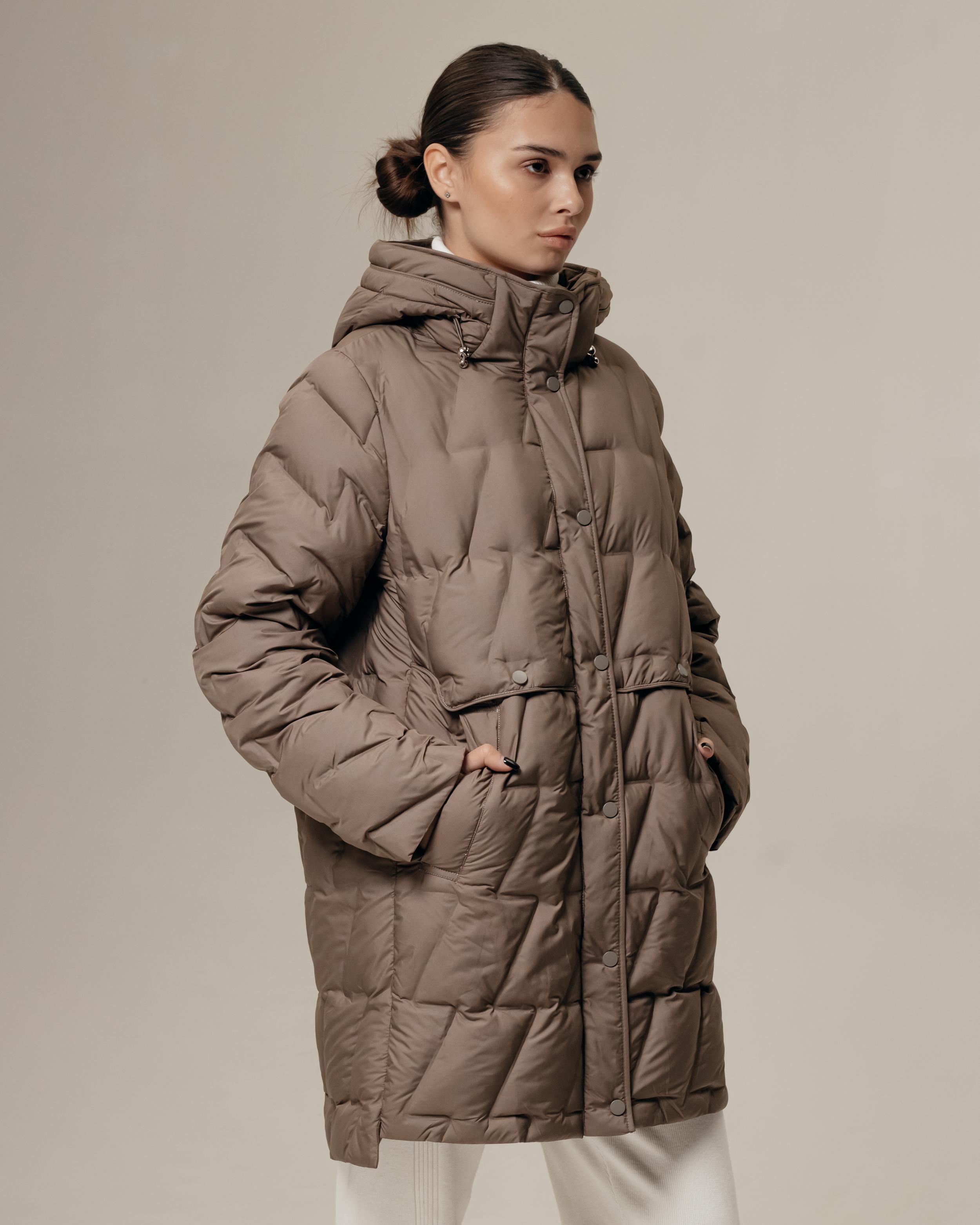 

Довга куртка жіноча SNOW OWL 241091 L капучино XXXL кавовий